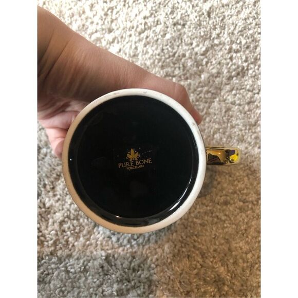 Sembol Pure Bone Porcelain Four Piece Set Black and Gold Cup and Plate - Picture 10 of 15